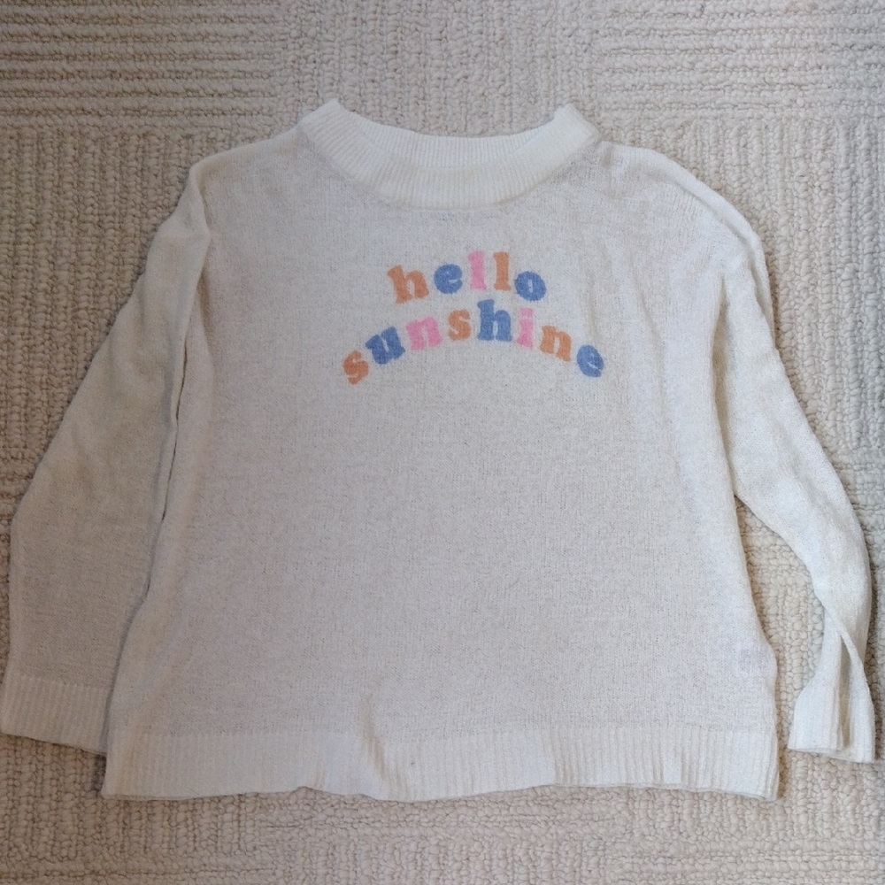 Mud Pie Cream Knit Sweater with Multicolor Design